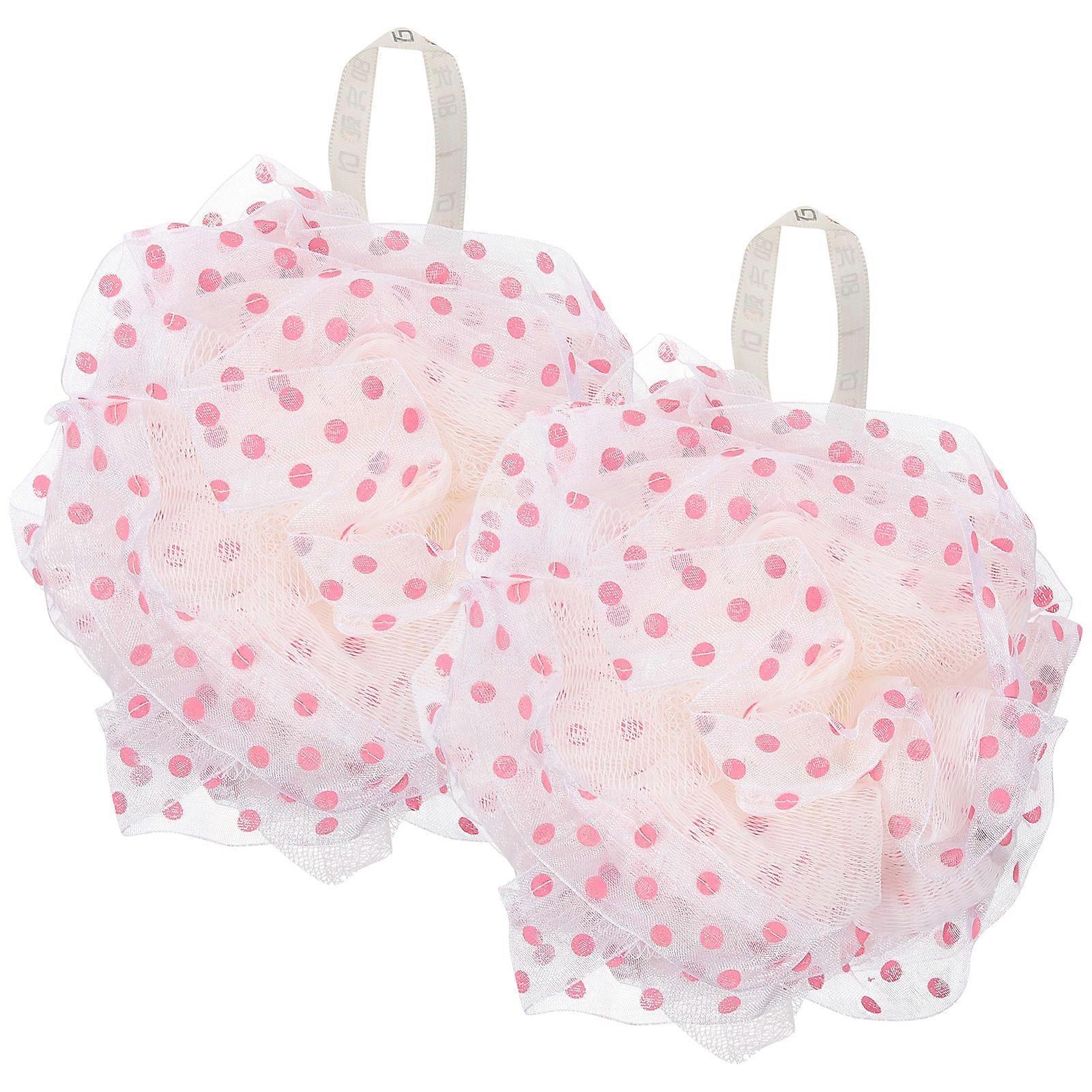 Shower Loofah Bath Scrubber for Bath 2Pcs Pink Colored Bathing Balls
