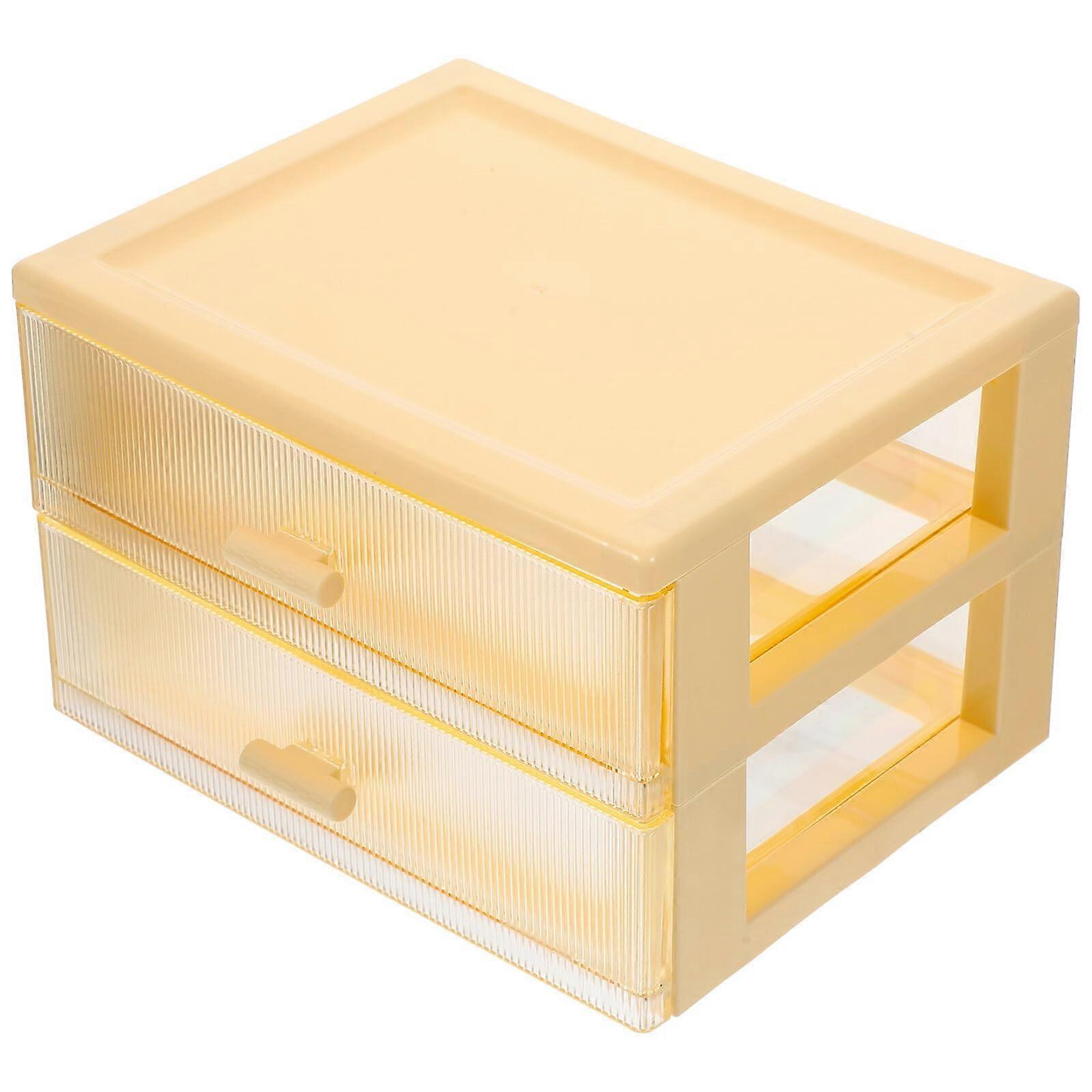 Plastic Storage Drawers MultiLayer Desktop Organizer for Office and Makeup Yellow SpaceSaving Design