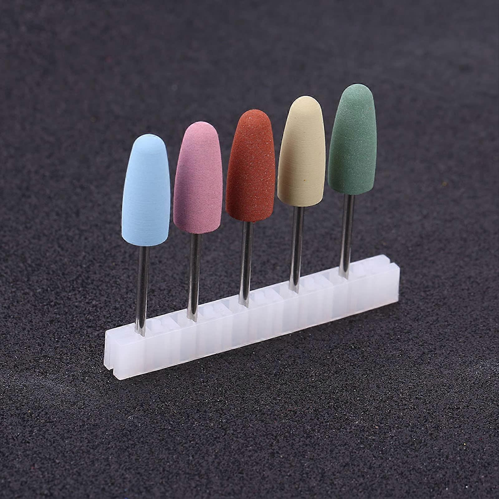 Silicone Nail Drill Bits Set 5pcs for Precise Nail Shaping and Gentle Surface Polishing