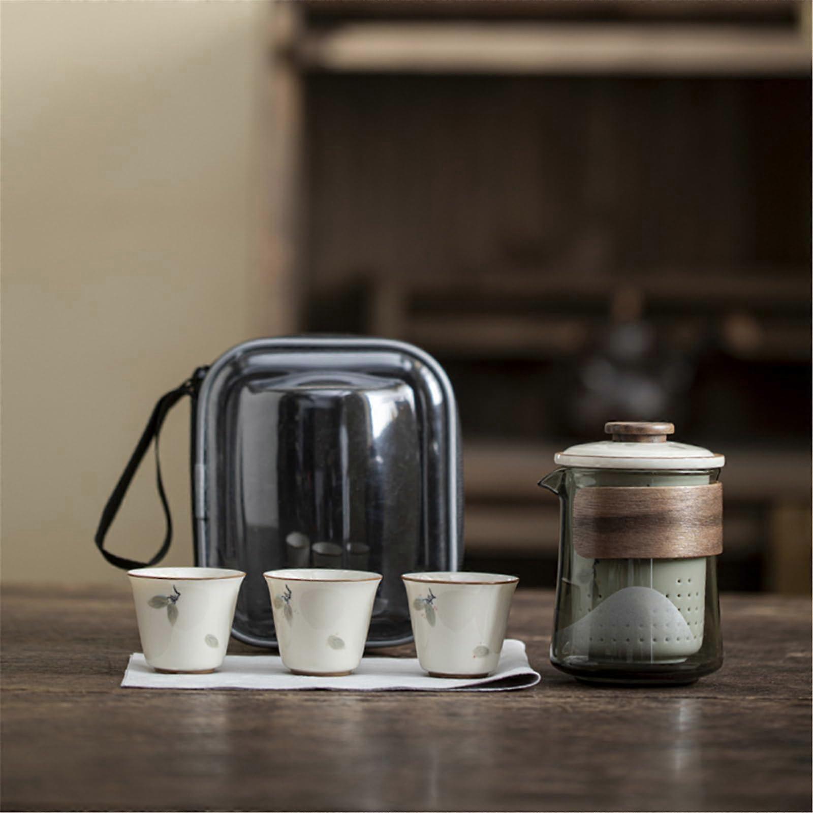 Chinese Tea Set with Accessories for Authentic Home Brewing, Portable Ceramic Travel Kit