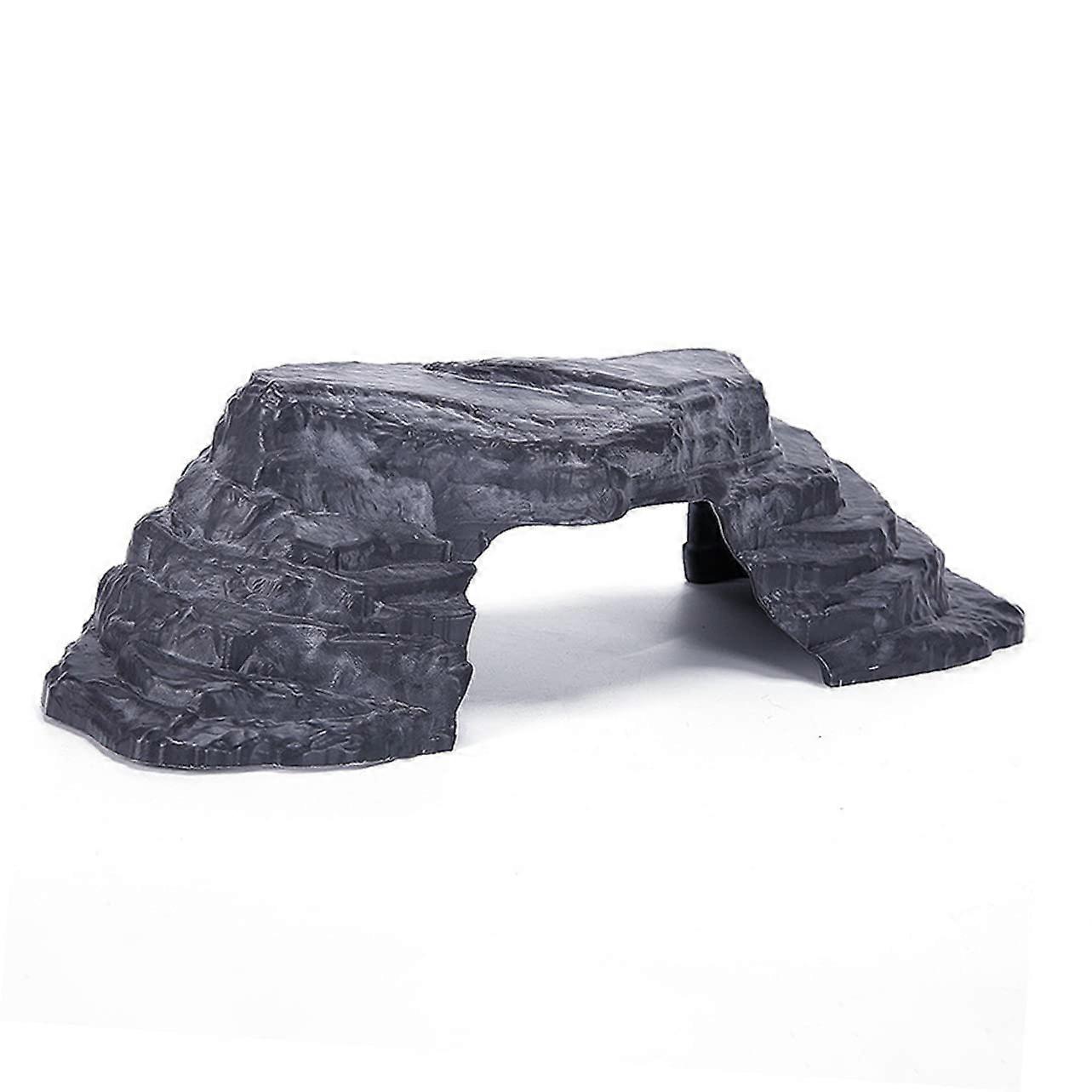 Turtle Basking Platform with Ramp and Resin Hideout Cave for Aquarium Sunbathing Decor
