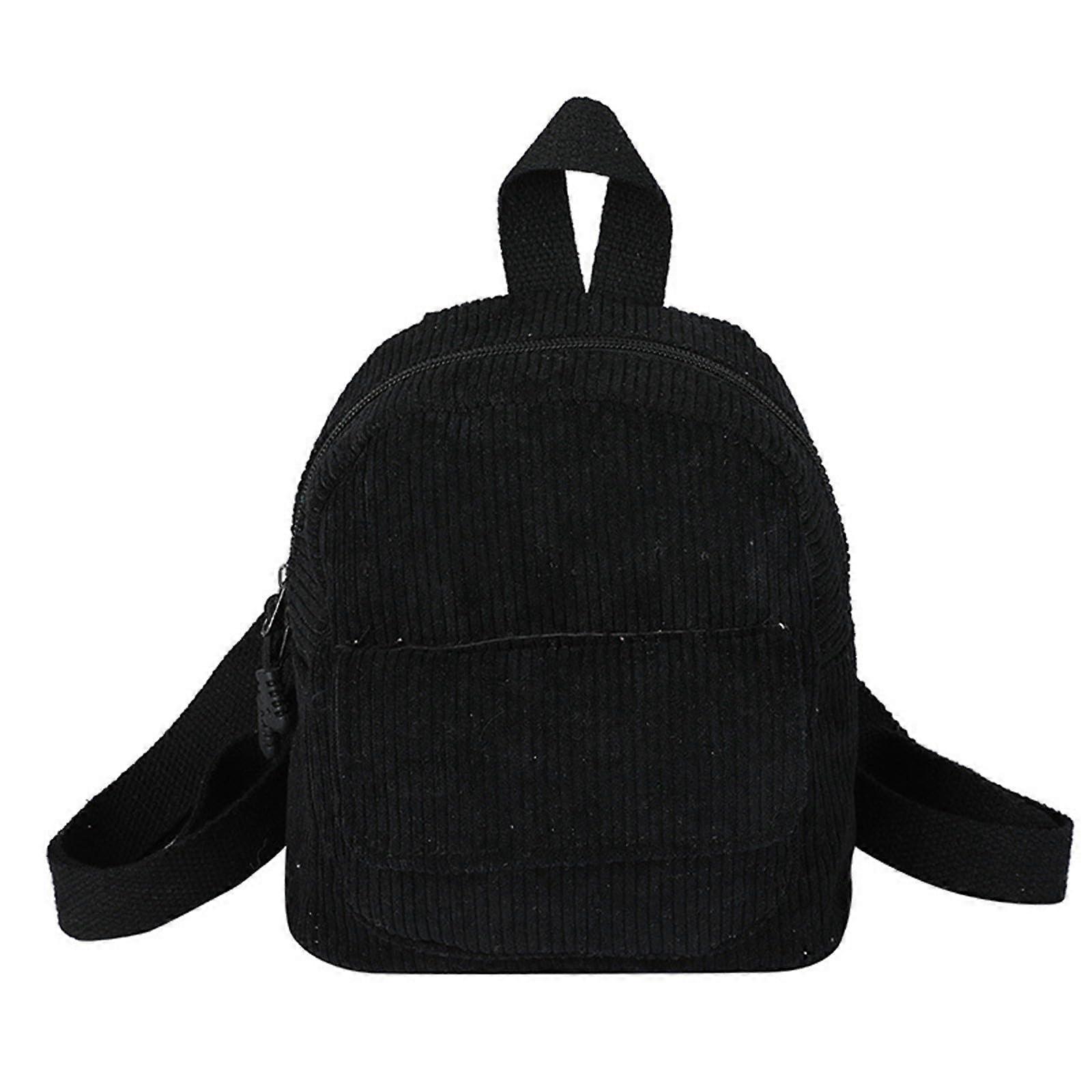 Black School Backpack with Hydration Bladder, Lightweight Corduroy, Adjustable Straps for Kids