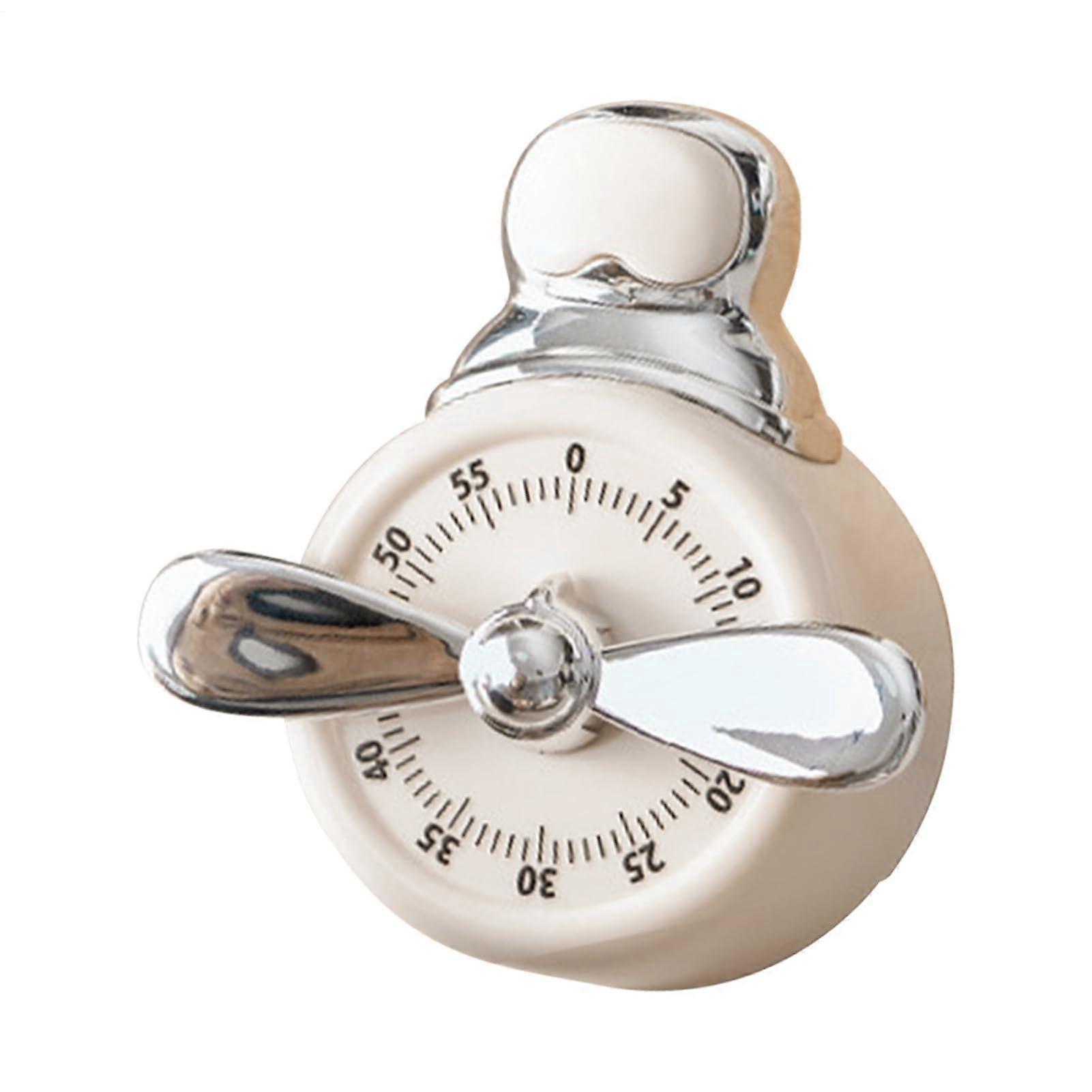 Magnetic Kitchen Timer with Loud Mechanical Alerts for Cooking Baking Classroom Oven Fridge Beige