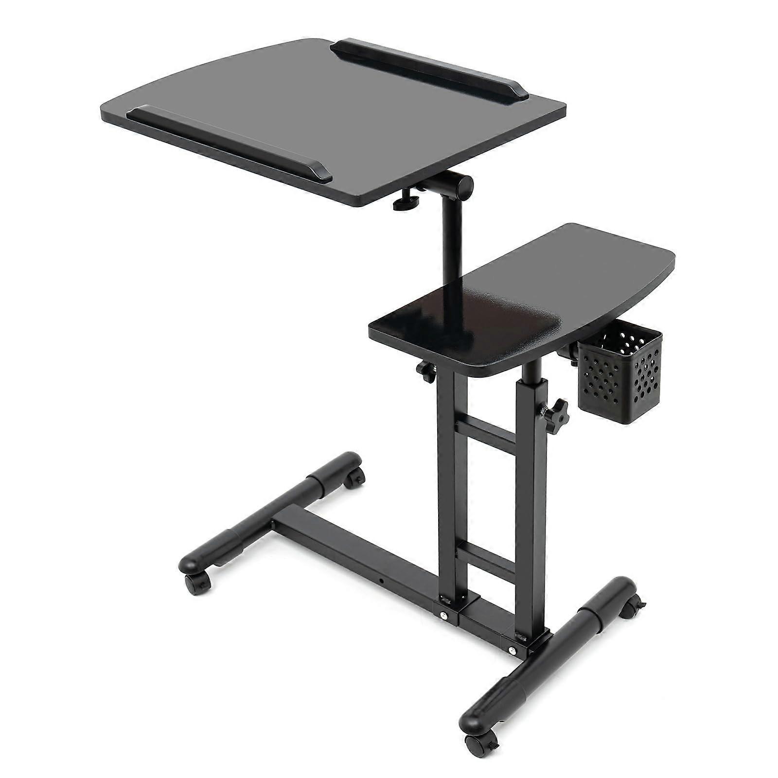 Tattoo Workstation with Adjustable Height and Angle, Dual Countertops, Lockable Rolling Wheels for Salon Use