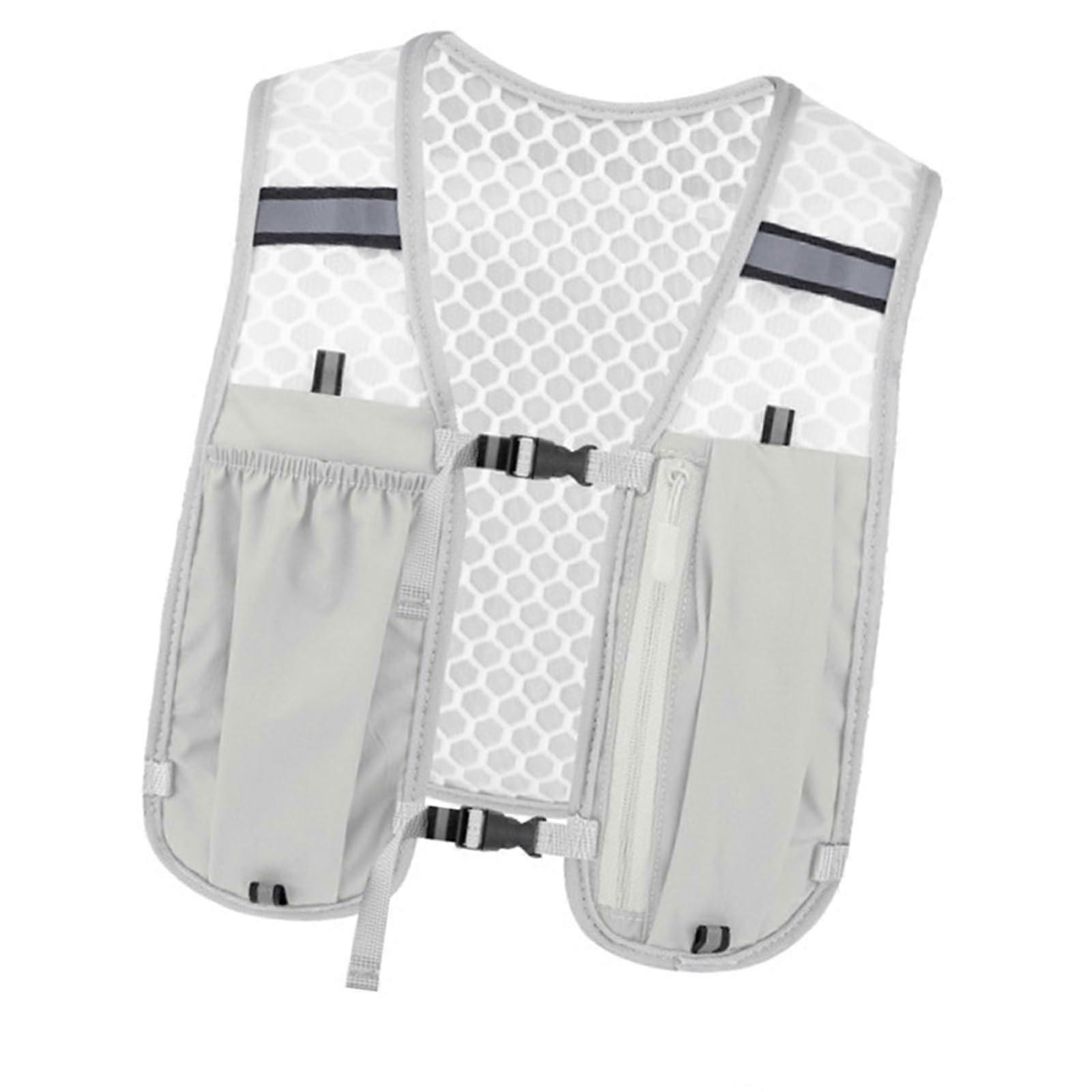 Running Hydration Vest with Phone Holder, Reflective Backpack, Adjustable Strap, Grey