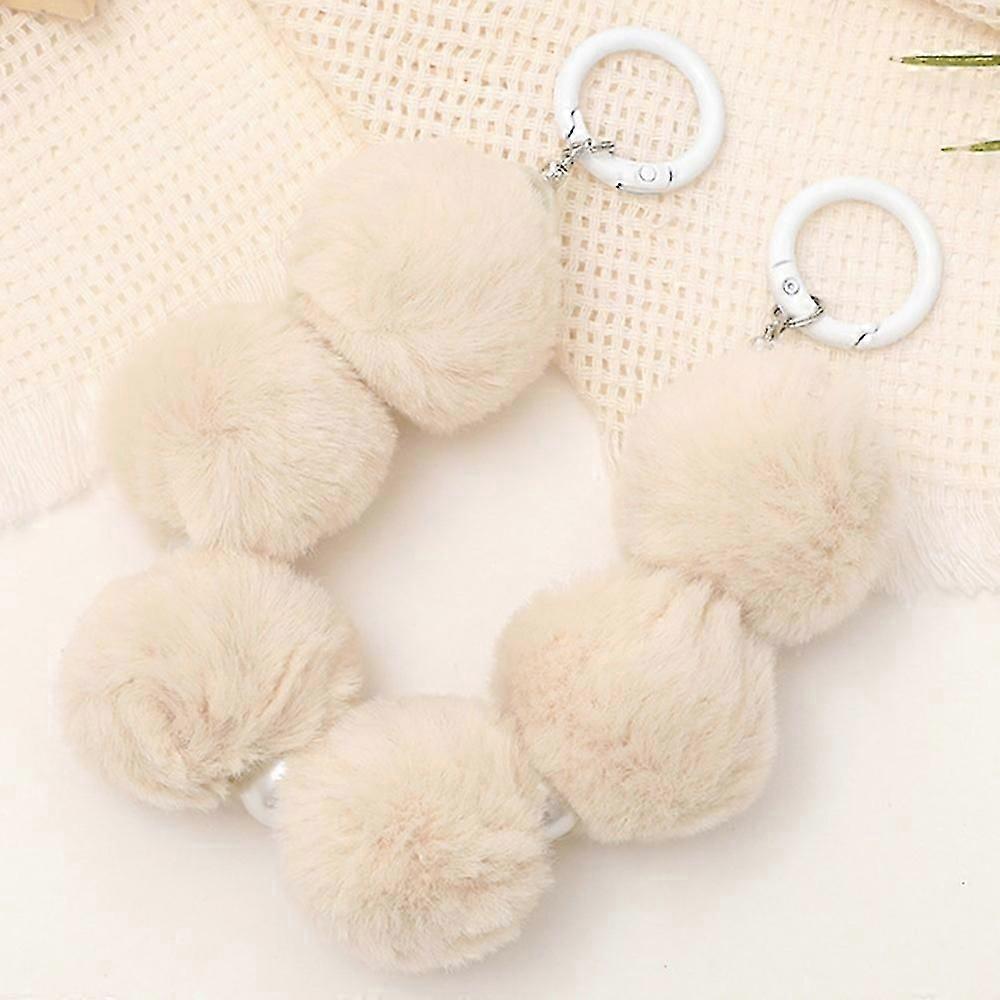 Faux Fur Bead Phone Case with Wrist Strap & Charm
