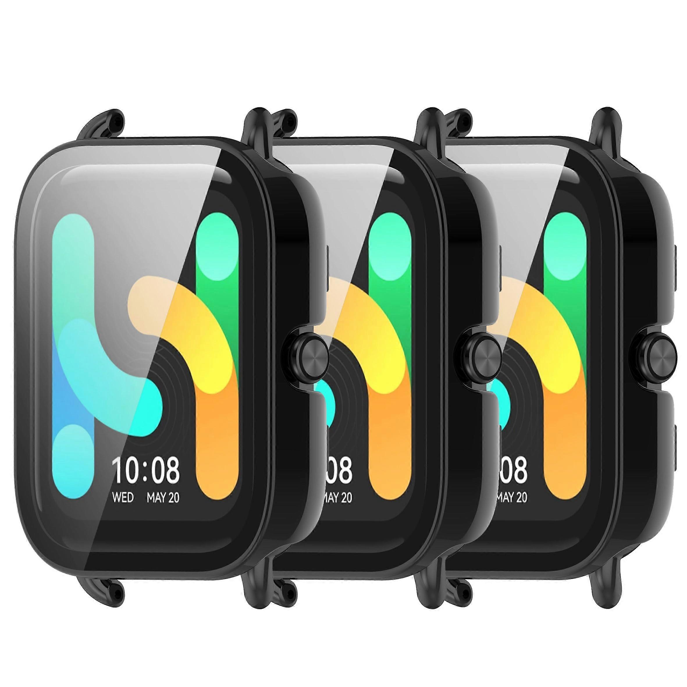Smartwatch Screen Protector Case for Haylou RS4 Plus LS11 LS12, Full Coverage Black 3Pack