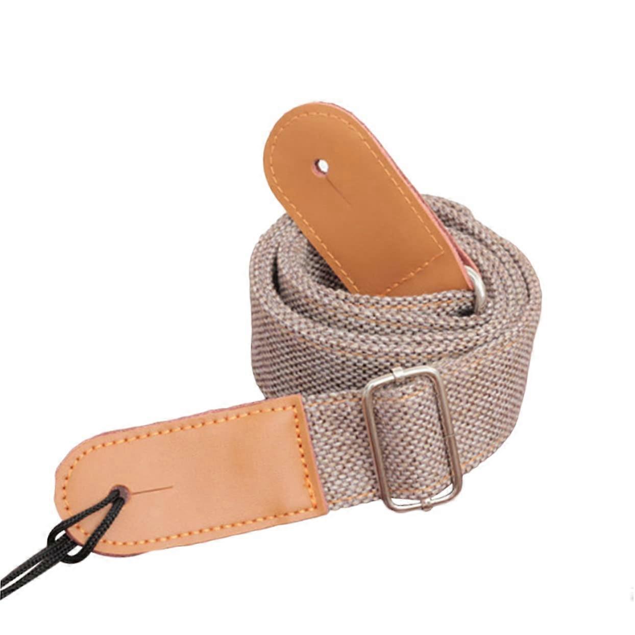 Adjustable Cotton and Leather Ukulele Shoulder Strap with Comfortable Padding and Metal Buckle