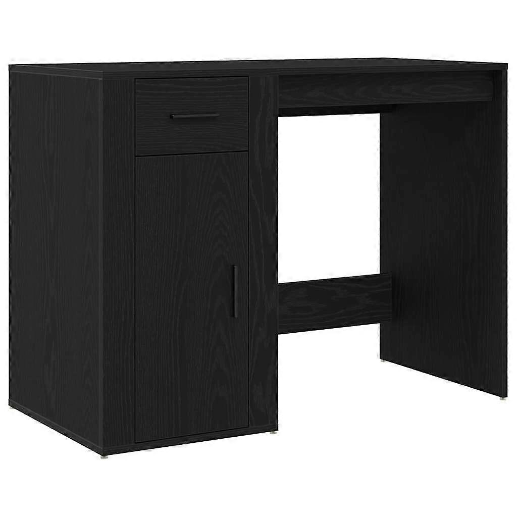 vidaXL Bureau met lade met opslag met de deur Bewerkt hout Schrijfbureau Strak