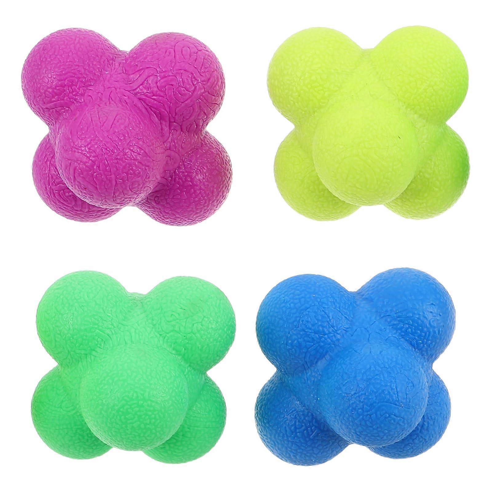 4pcs Hexagon Rubber Reaction Balls for Agility Training, Unpredictable Bounce to Improve Reflex and Coordination