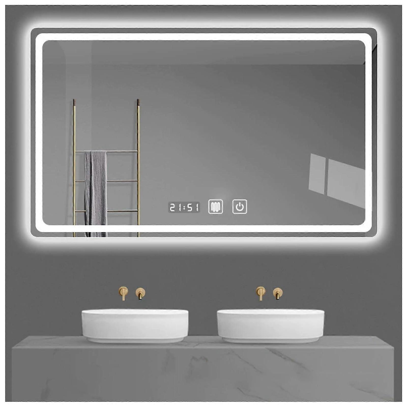 LED Bathroom Mirror with Touch Sensor, Dimmable Backlit Lighted Vanity Mirror H75 x W100 cm