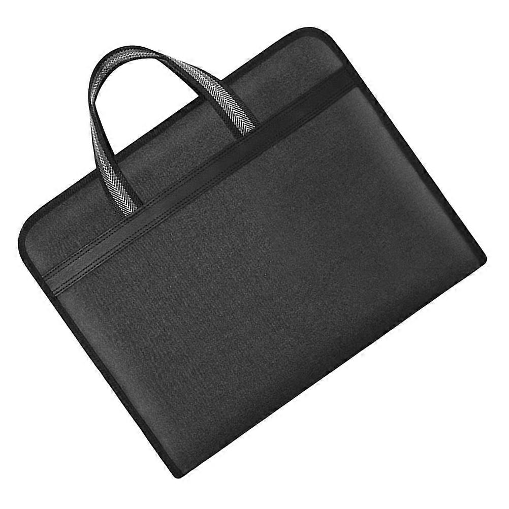 Black Zipper Document Pouch for File Organization Canvas Document Case