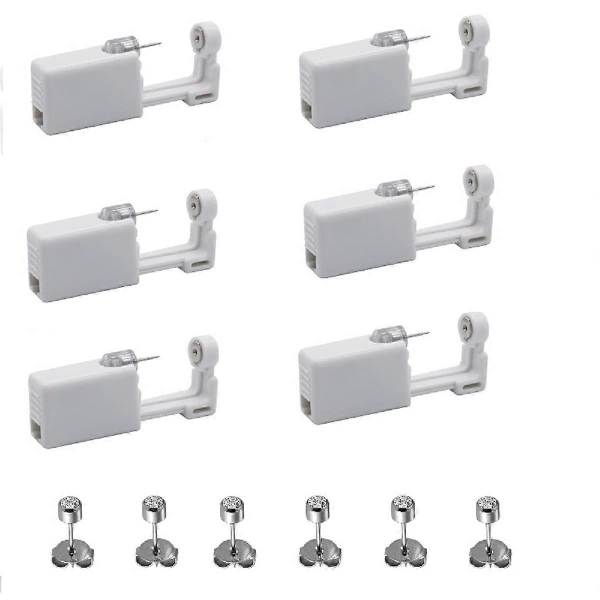 6pcs Painless Disposable Ear Piercing Kit with Studs, Precise Alignment, SingleUse Safety Design