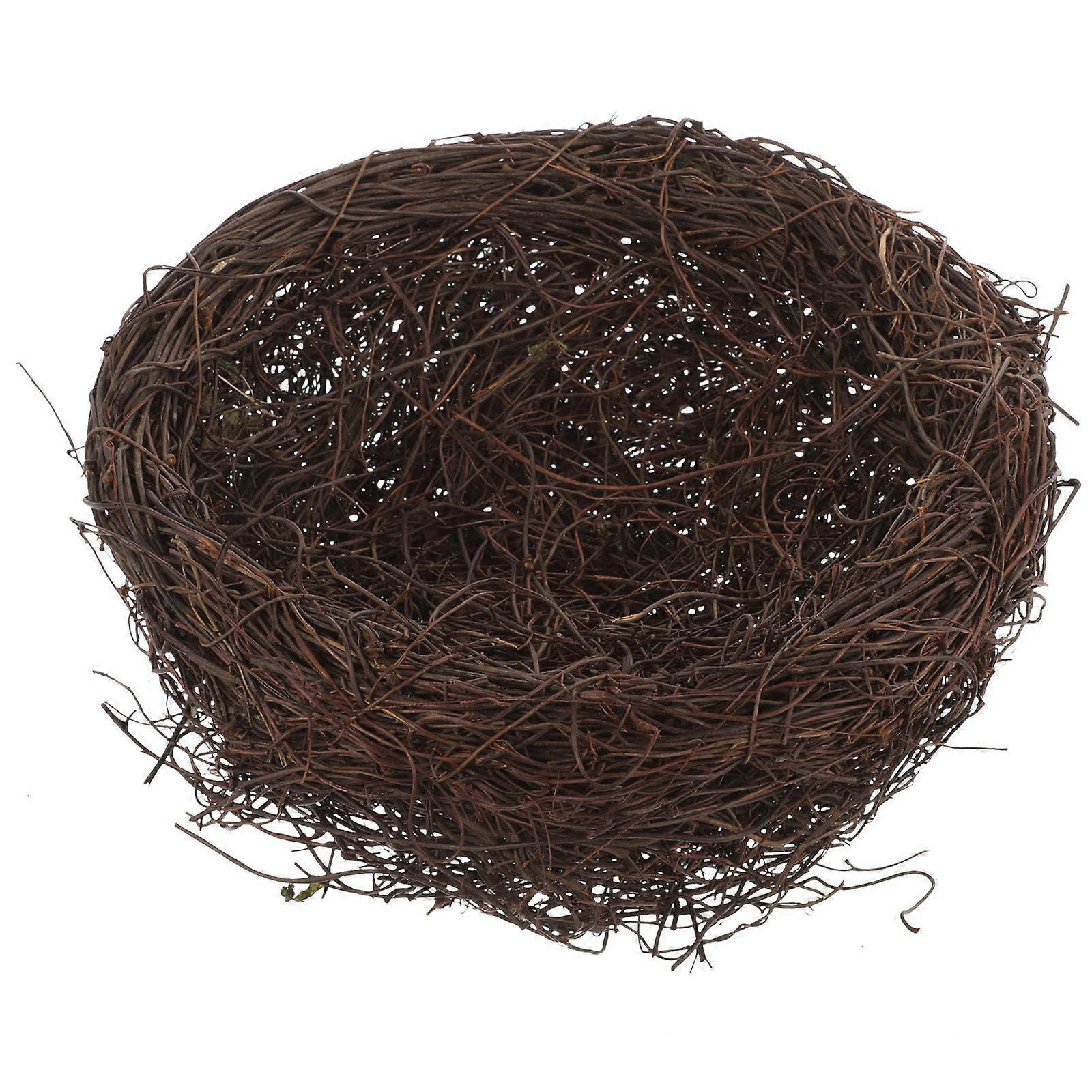 Simulation Bird Nest Decor Table Decoration Rattan Material Oval Shape 1Pack