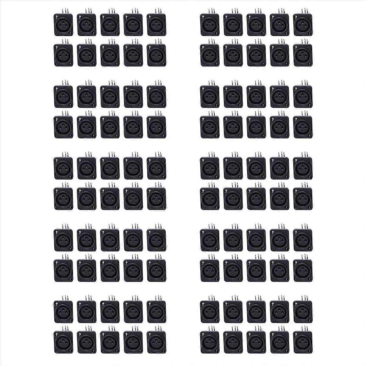 10pcs Black XLR 3pin Female Jack Panel Chassis PCB Socket Connector