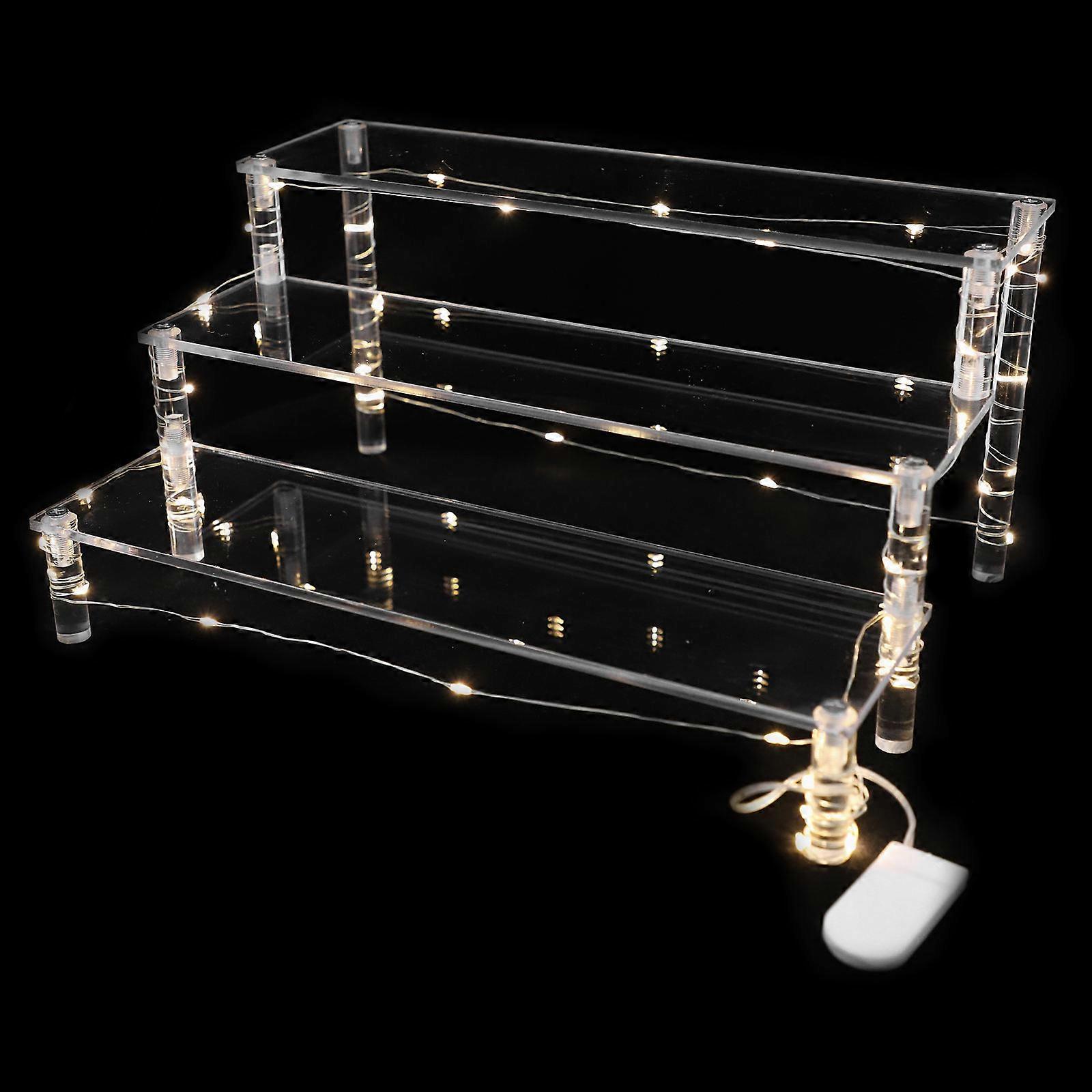 Transparent Acrylic Display Stand for Storage Use 2Pcs LED Dessert Riser