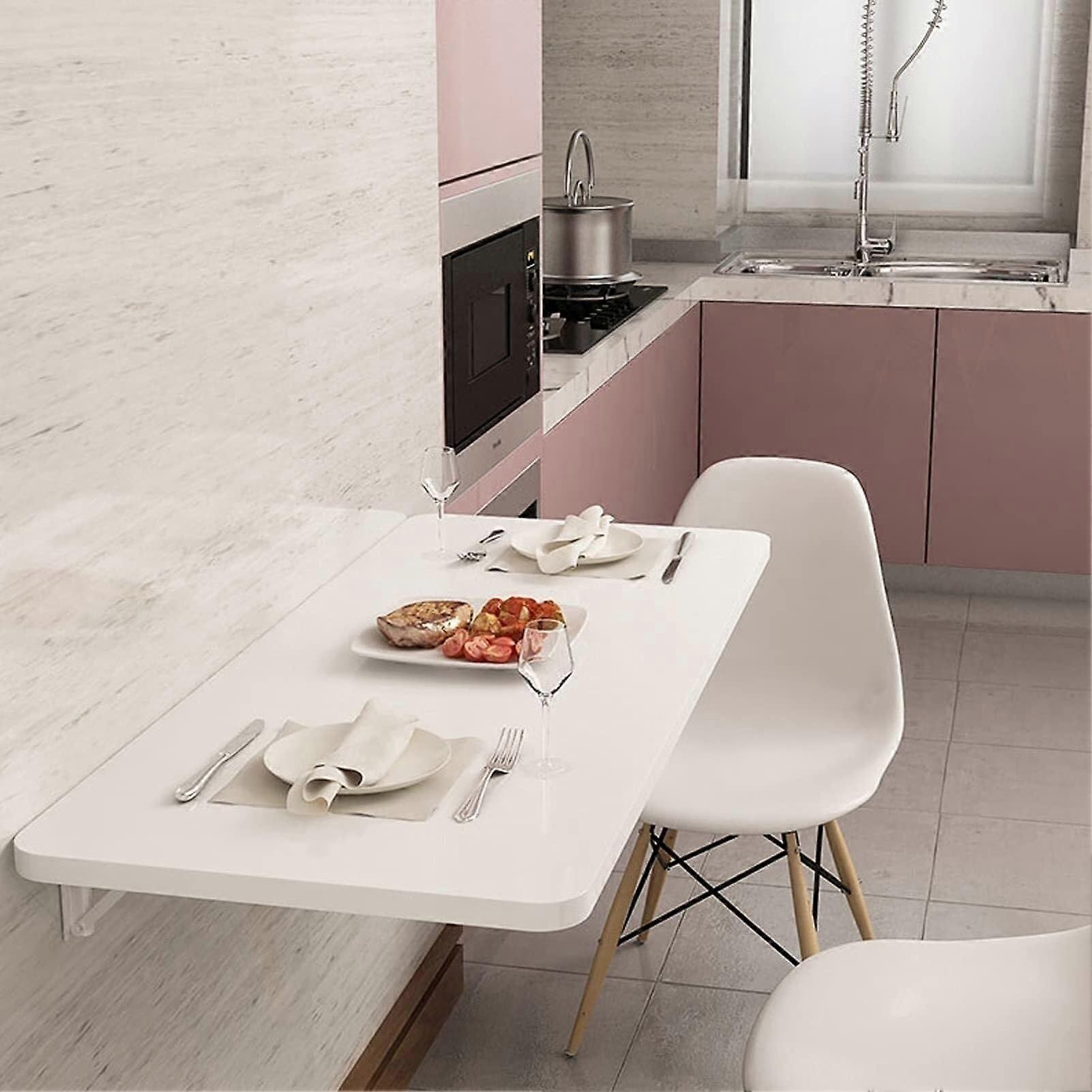 Wall Mounted Folding Desk with Drop Leaf Tabletop, SpaceSaving Foldable Home Office Workstation