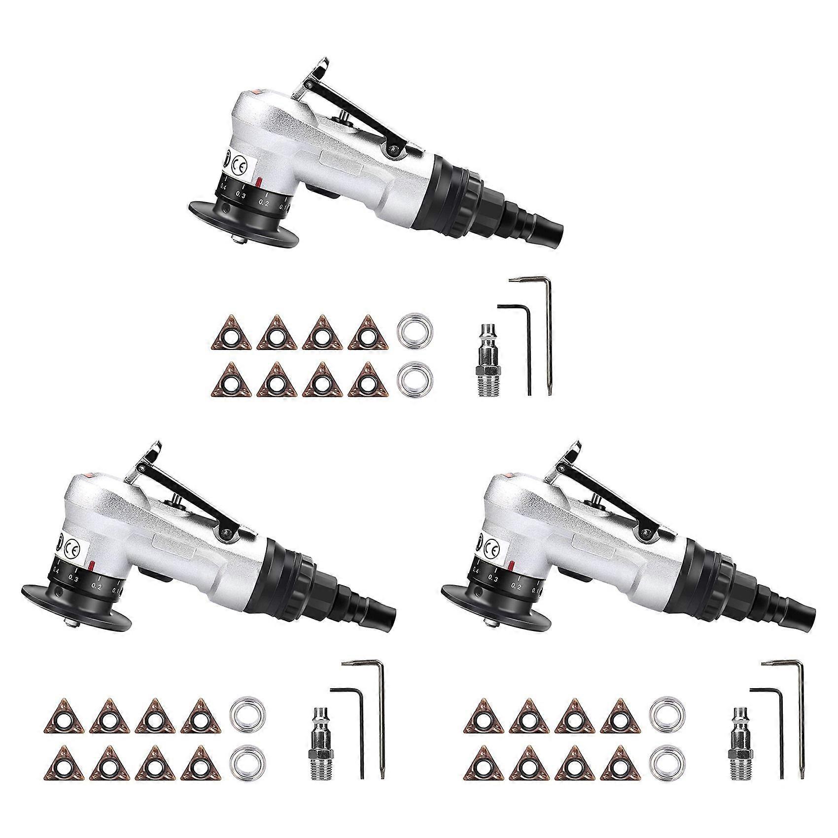 3X Mini Pneumatic Chamfering Tool with Replace Blades Inserts and Bearings, 45 Degree Air Chamfer Deburring Tool
