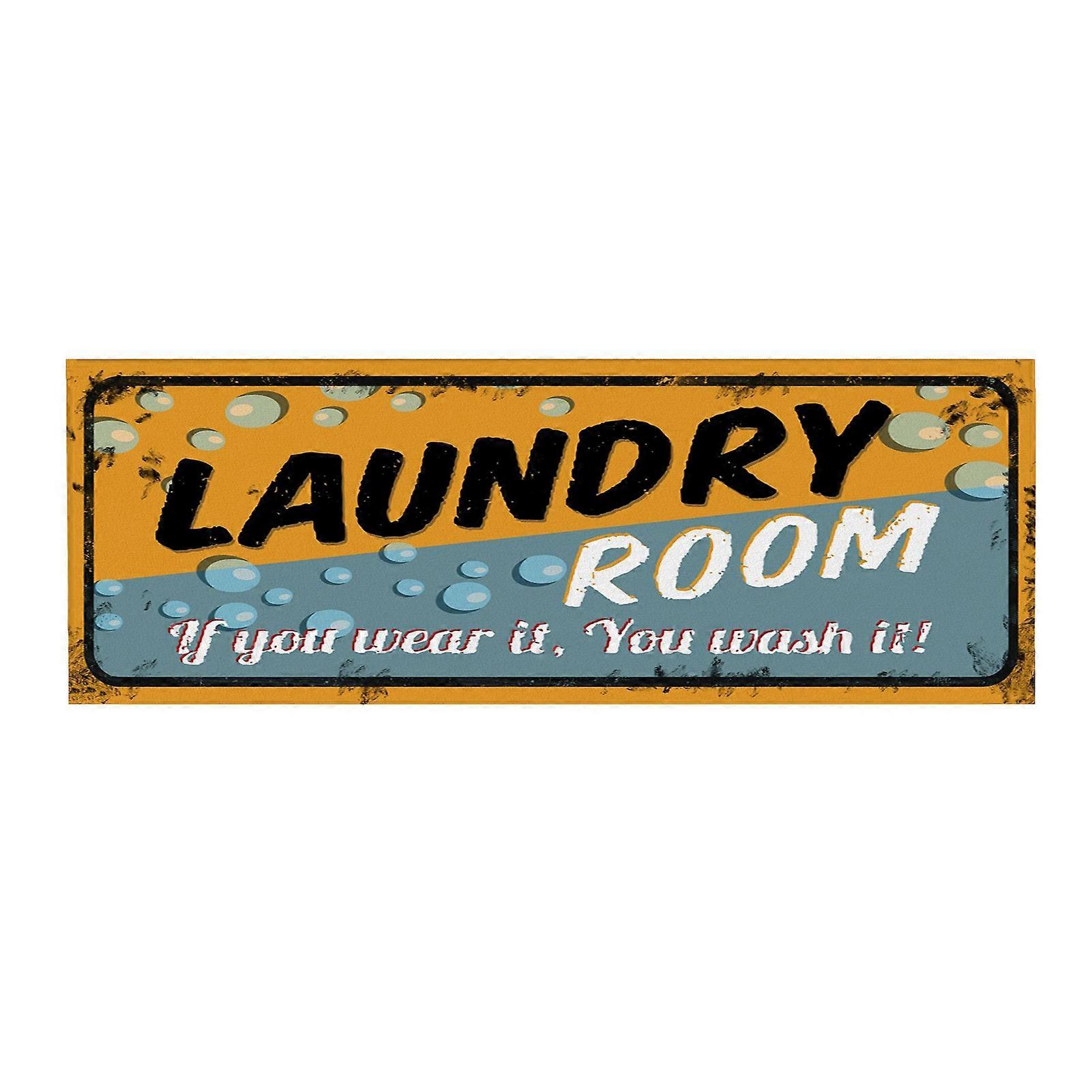 Water Absorbent Laundry Mat - Letter Printed Rectangular Carpet for Washing Machine