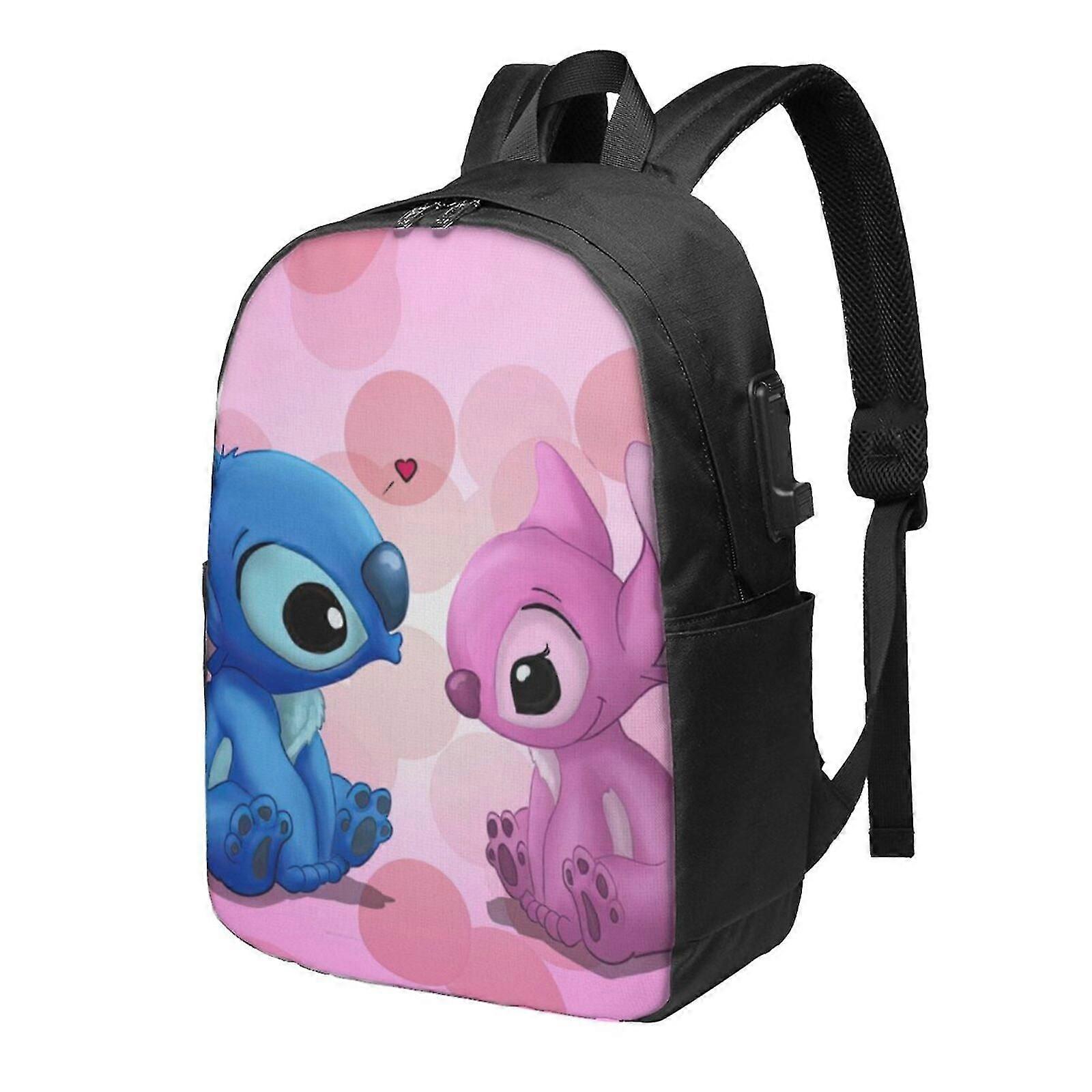j6725 Lilo & Stitch Backpack With USB Charging Port, Travel Laptop Backpack, Water Resistant College School Computer Bag, Durable Daypack, Fit 16 Inch