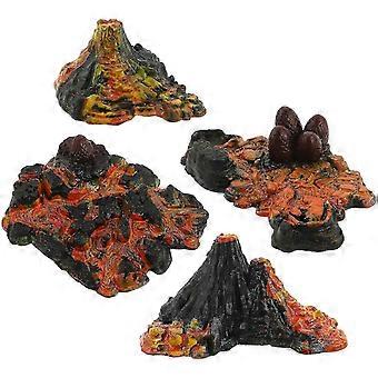 Mini-Vulkan-Deko-Aquarium-Dekoration, Vulkanlandschaft, künstlerisches Design, Innendekoration, 4er-Pack