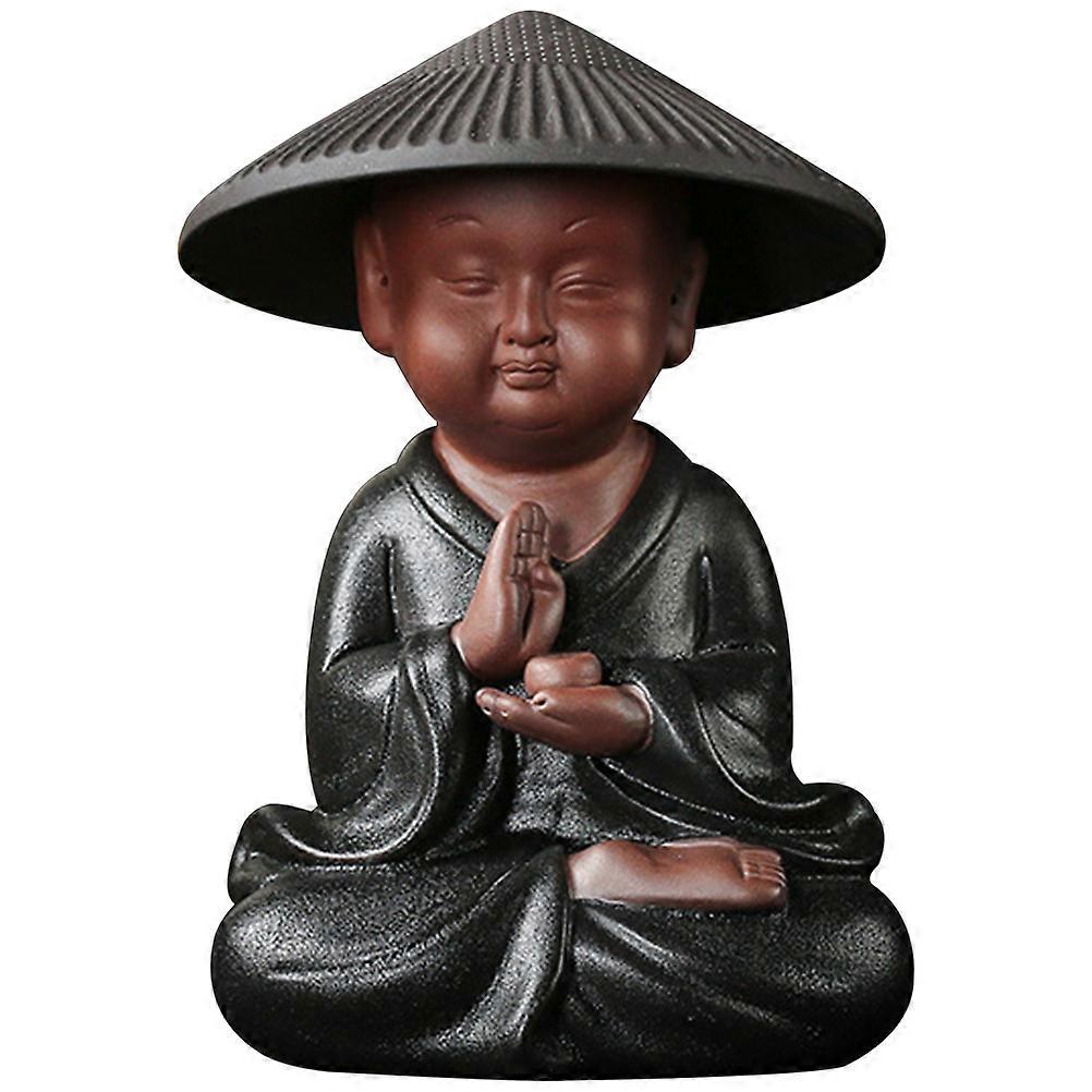 Monk Shape Tea Pet Ceramic Figurine for Decor Grey