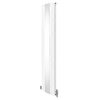 Oval Panel Radiator With Mirror 1800mm x 380mm & TRV Chrome Valves Designer Double Column Vertical