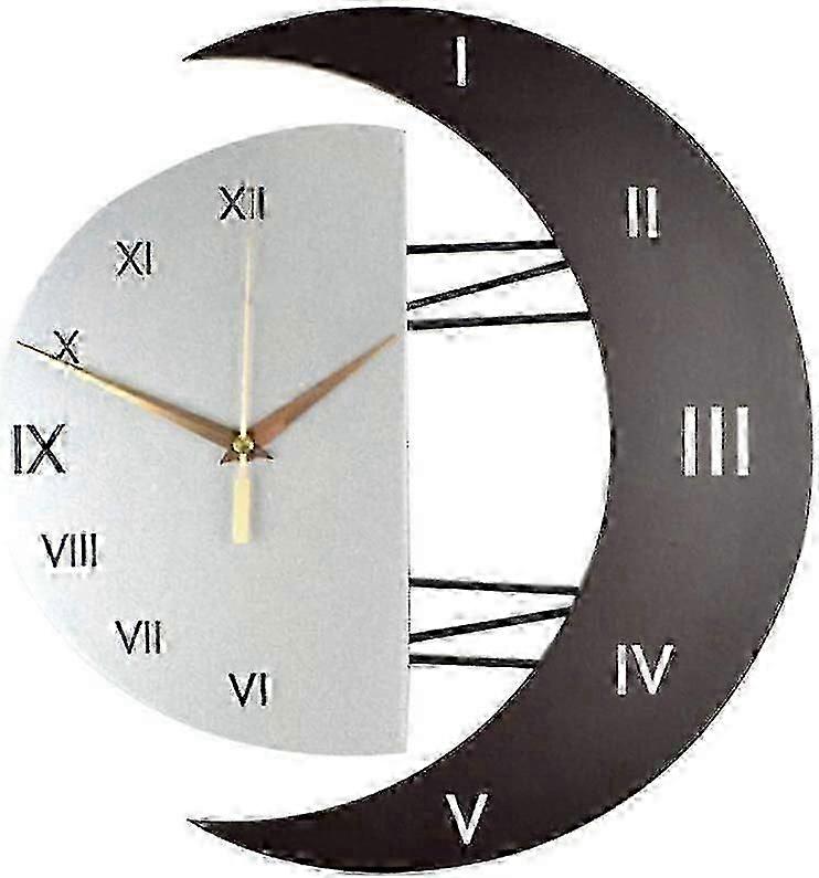Silent Wall Pendulum Creative Moon Shaped Frame Quartz Wall Clock