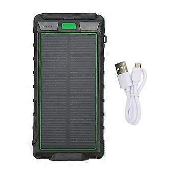 Tragbares Solar-Handy-Ladegerät 20000mAh Solar-Powerbank mit Kompass und LED-Taschenlampe für den Außenbereich Schwarz Grün