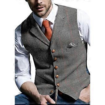 mens dress vest, hakk rutete ull fiskebein, tweed vest casual, mal