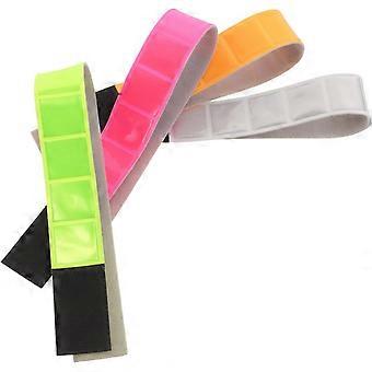 Set di 4 bracciali riflettenti in PVC ad alta visibilità, cinture elastiche regolabili per corsa, ciclismo e camminata notturna, fasce di sicurezza giallo fluorescente