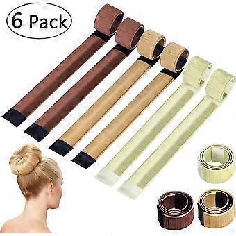 Blonde, hellbraune, braune magische Haarbrötchen, 6 PCS Haarstyling-Tools Haarband Dutt Maker Set Haarschmuck für Mädchen Frauen