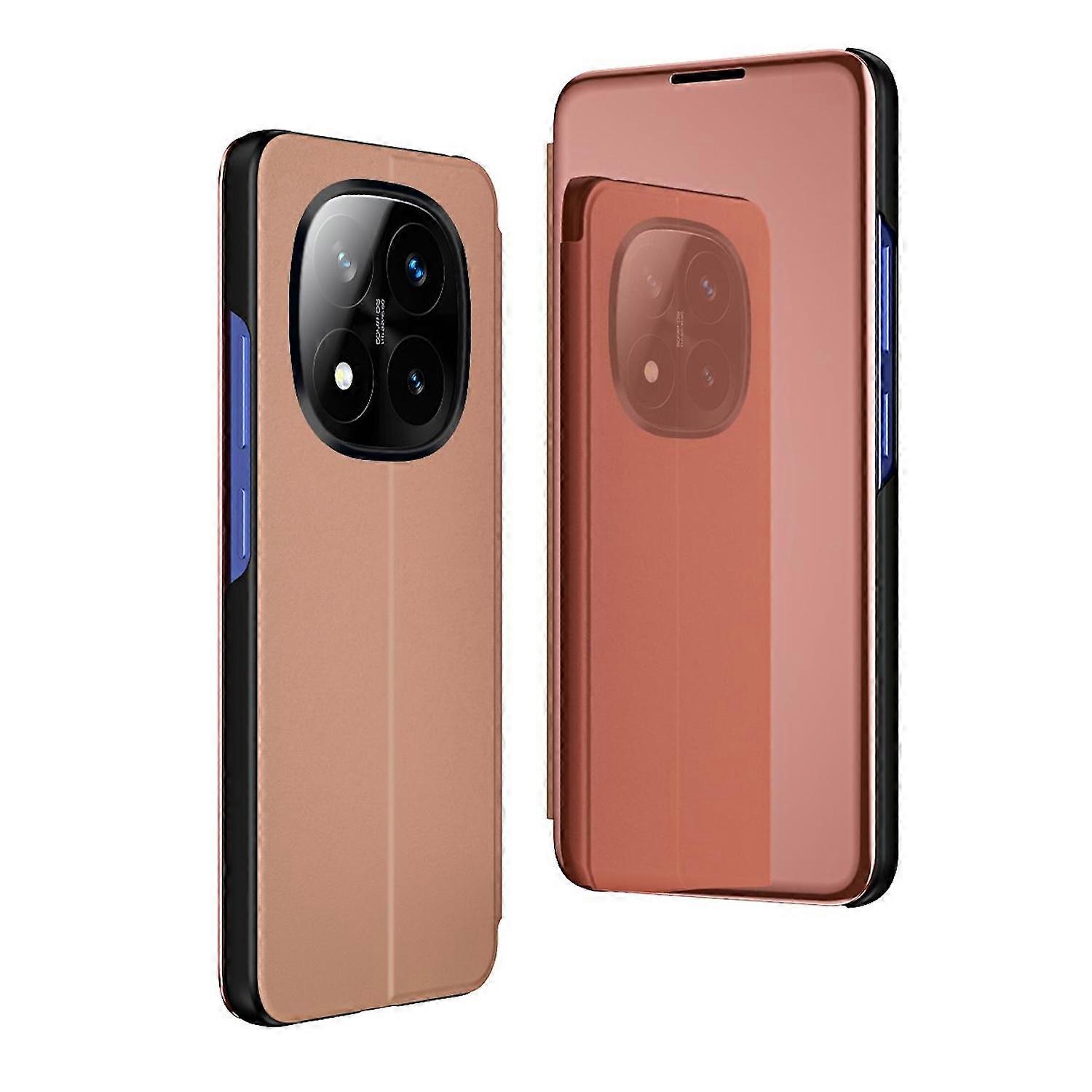 For Xiaomi Redmi Note 14 Pro Plus 5G View Mirror Phone Smart Cover Wake Up Function Case Pink