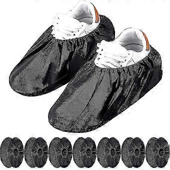 Reusable Non-Slip Waterproof Shoe Covers, 10 Pairs Boot Covers for Household Carpet Protection, Machine Washable, Black