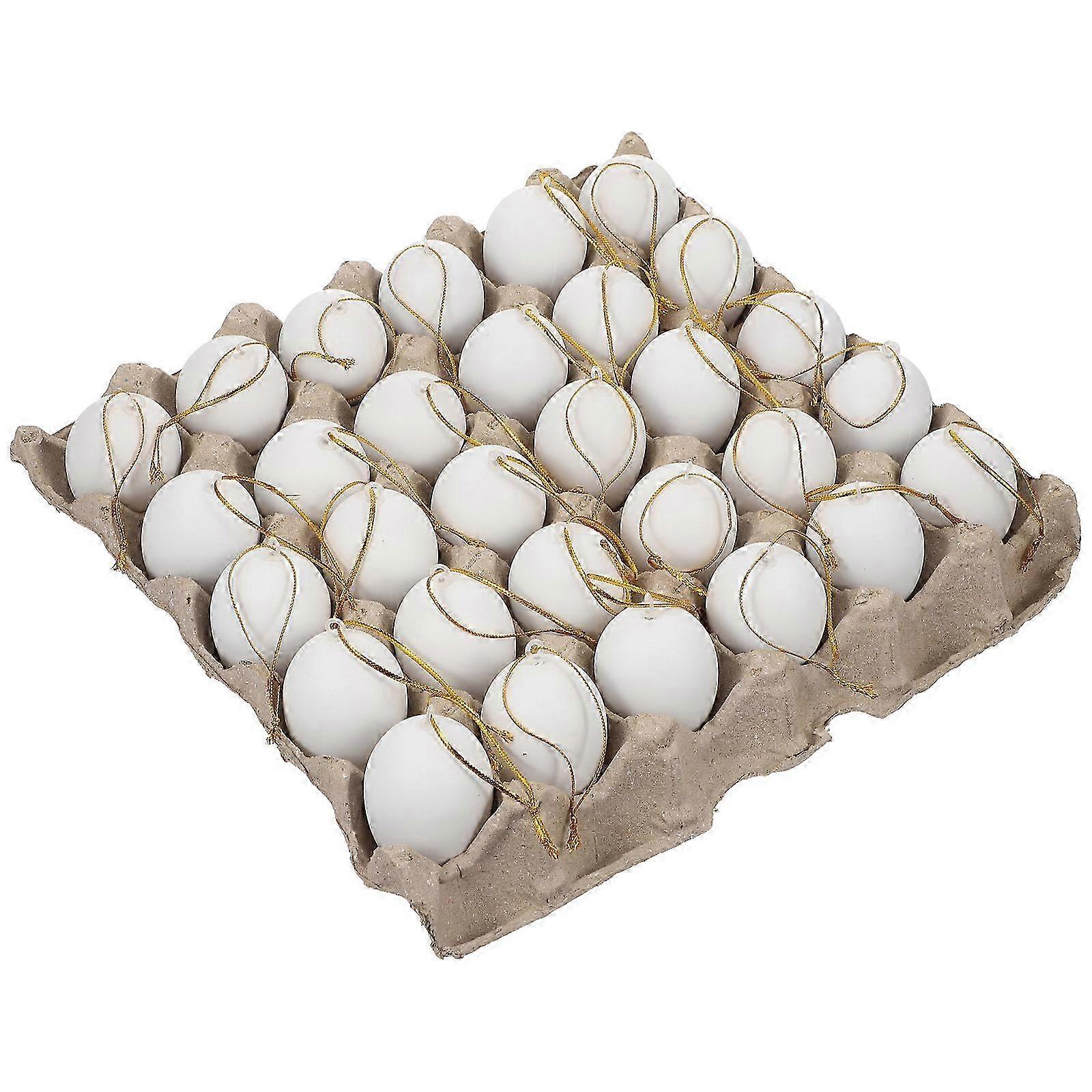 1Set Home White Easter Eggs Plastic Unfinished Eggs Ornament Easter Decors