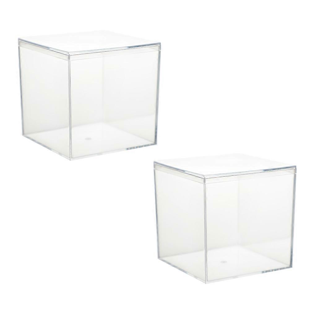 2Pcs Plastic Square Cubes Clear Candy Boxes Fashion Storage Boxes Gift Boxes