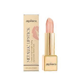 zephoco Metallic Cream Lipstick Cares For The Lip Skin, Providing A Light, Moisturizing, Tinting And Lustrous Light Apricot Lip Makeup