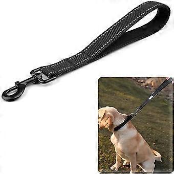 Short, Strong Dog Leash, Black, Dog Lead with Padded Handle and Metal Snap Hook, 30 cm, Double Nylon