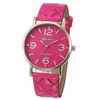 Women Men Boy Girl Leather Strap Round Student Kid Children Watch Metal Case