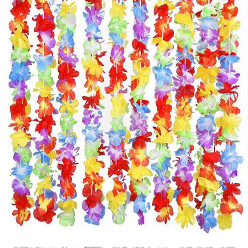 Collier de fleurs hawaïen pour fête sur la plage, 10 pièces, colliers de fleurs hawaïens colorés