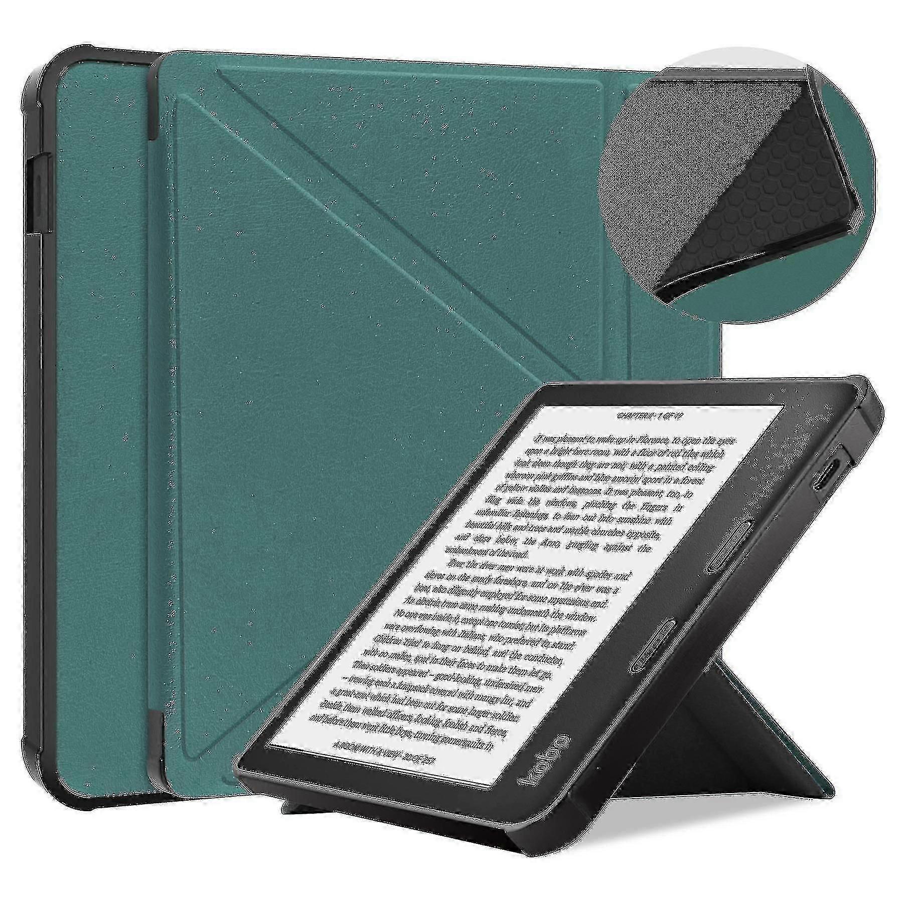 Case Compatível com Kobo Libra 2 - Estilo livro Pu Couro E-reader Capa Folio Case (Cor : Verde )