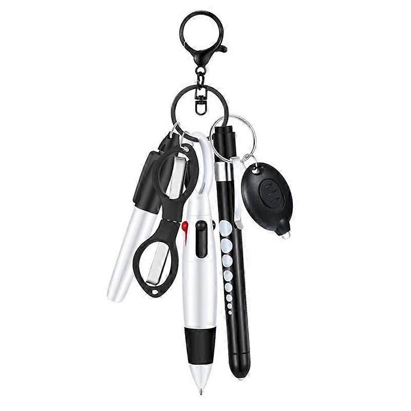 Multifunctional Nurse Ballpoint Pen Set with Flashlight Foldable Scissors Keychain