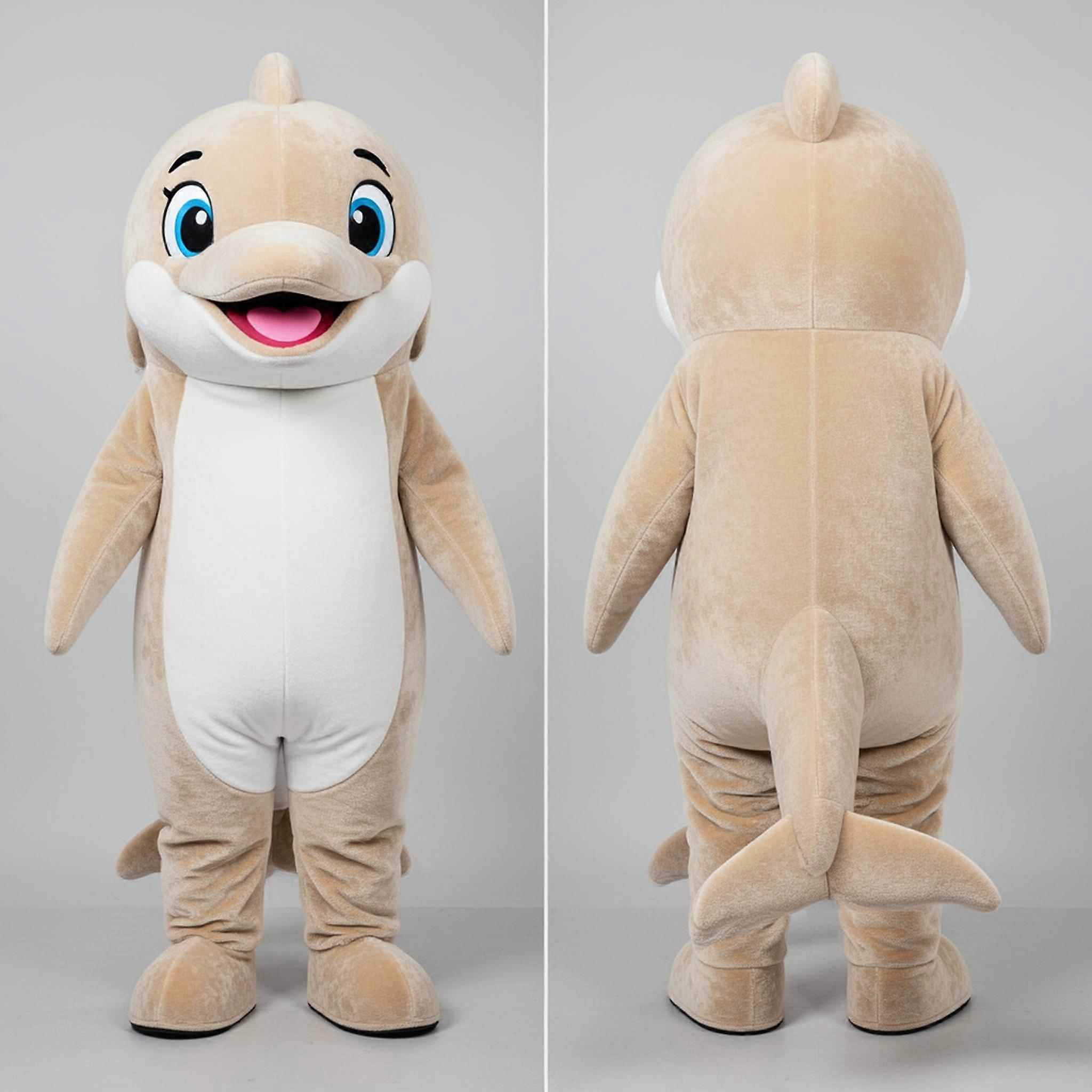 MASTICOT Beige Soft Contour Dolphin Mascot