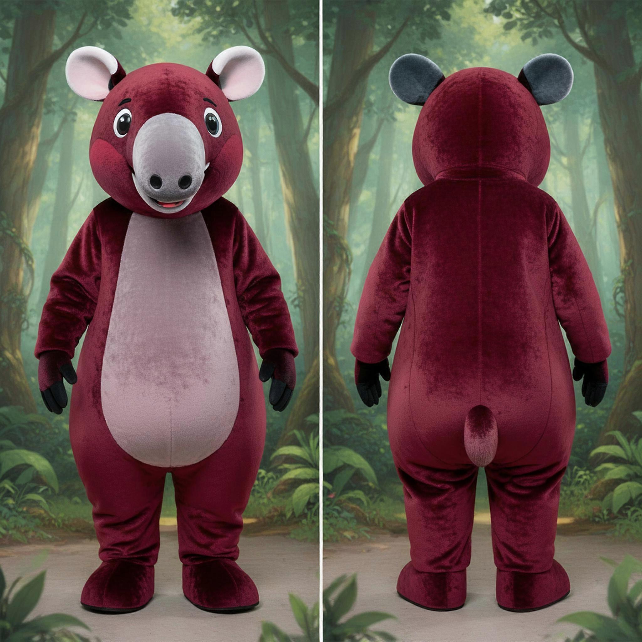 MASTICOT Maroon Velvety Tapir Mascot