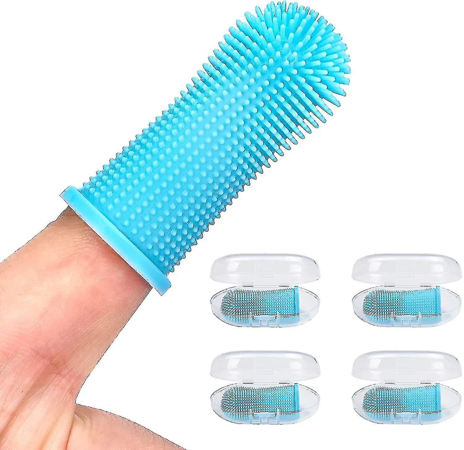 Dog Finger Toothbrush Teeth Cleaning Kit Set, 4 Pack