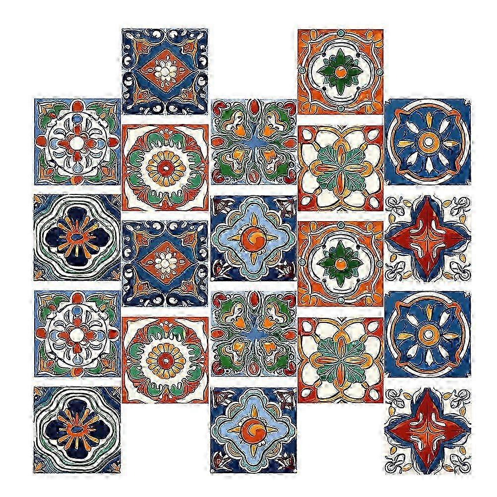 Morocco Tile Sticker compatible with Bathroom Decor 80Pcs PVC Removable Tile Decals