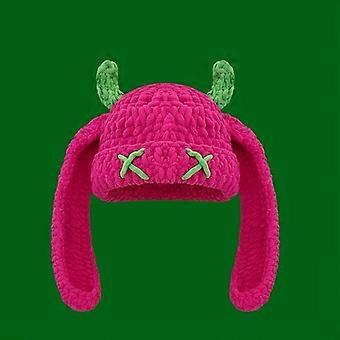 Women's Beanie with Cute Devil Horns & Long Earmuffs, Soft Warm Headwear, 9 Colors for Halloween Costume & Role Play
