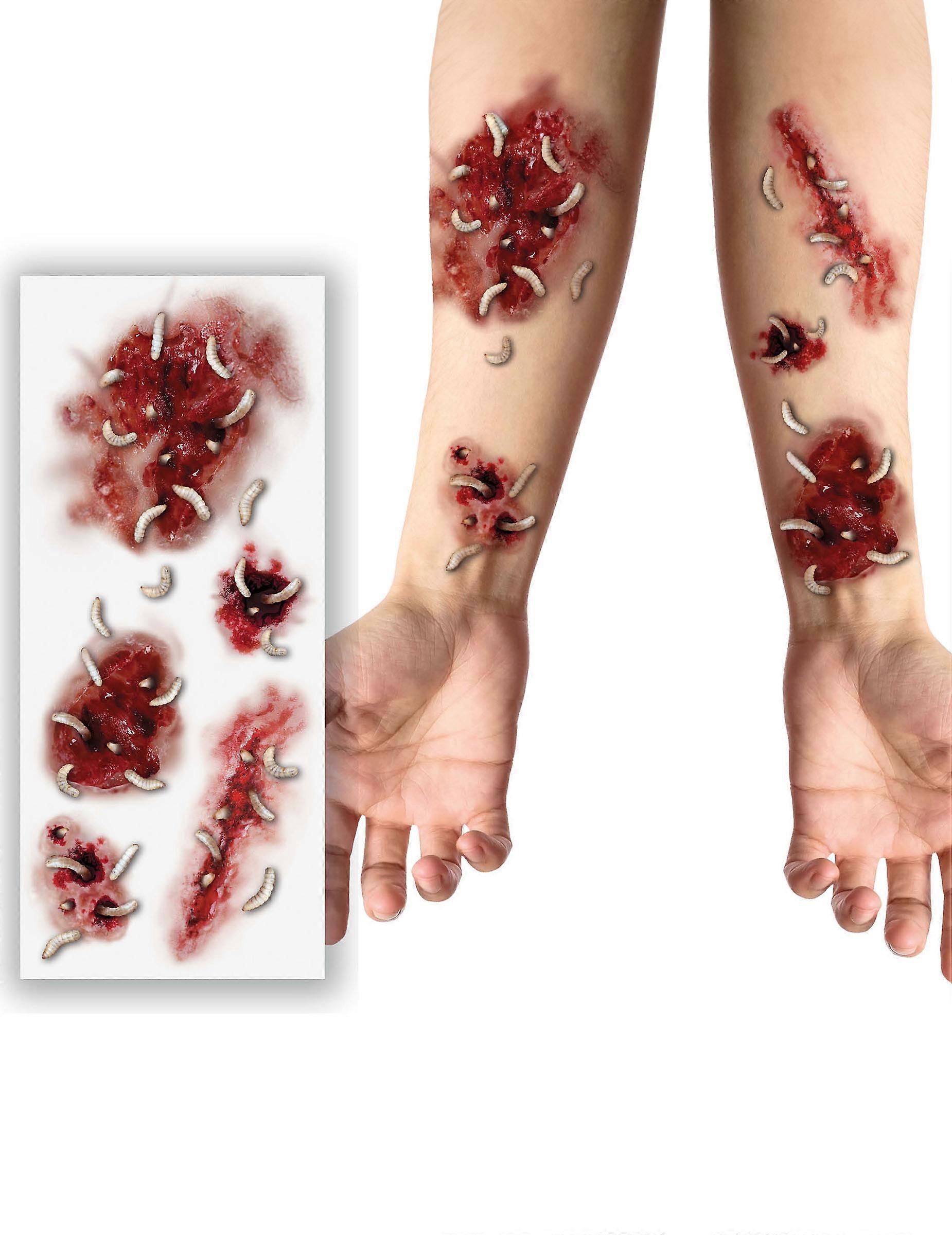 Planche de tatouages plaies avec vers