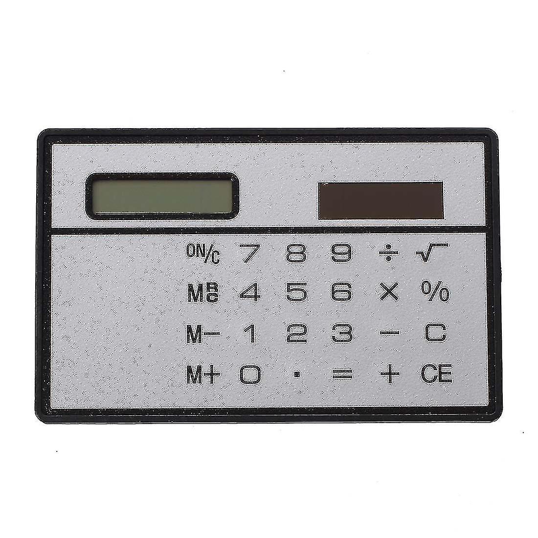 Solar Power Credit Card Sized Pocket Calculator (1pcs Black)