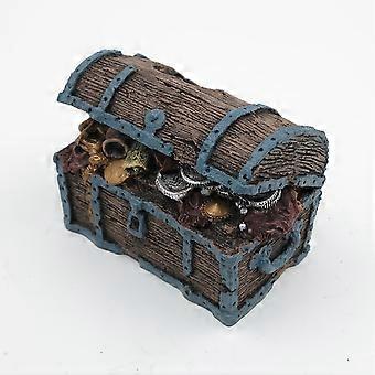 Resin Decorative Treasure Chest for Reptile Tanks and Aquariums, Miniature Ornament Hideout